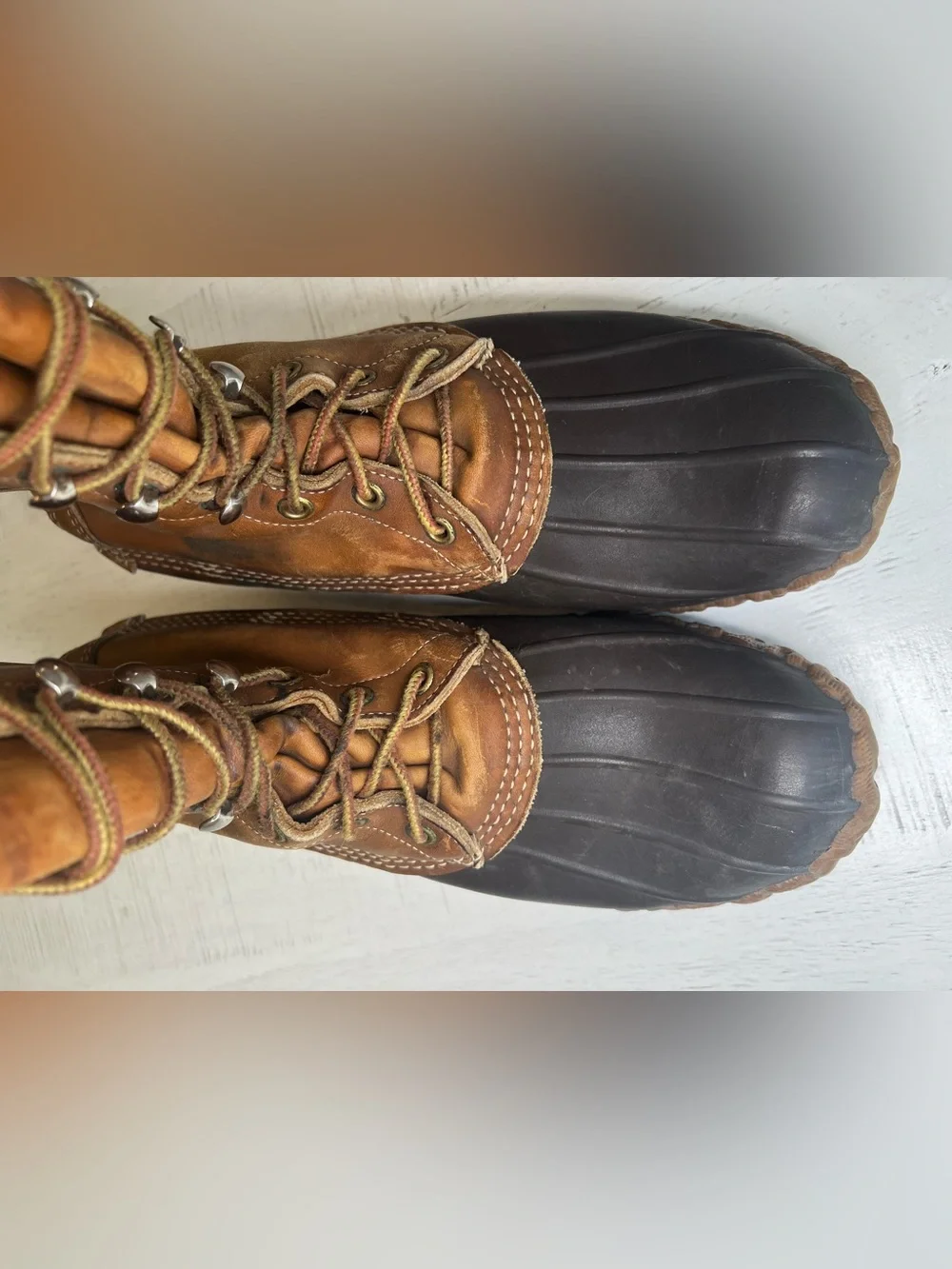 L.L. Bean Brown Leather Lace-Up Duck Boots